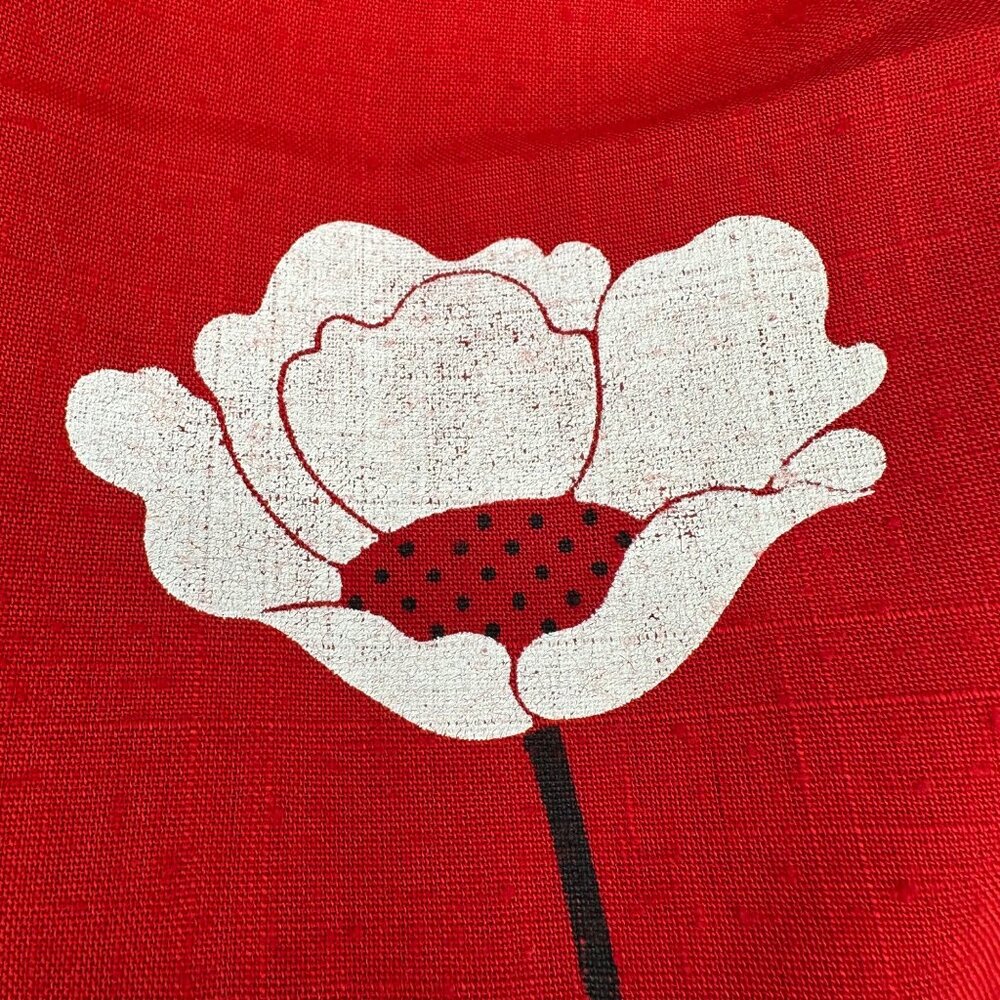 Vintage Dress Red White Poppy Sundress Floral Alfred Shaheen USA MCM Size 12 - Picture 7 of 10